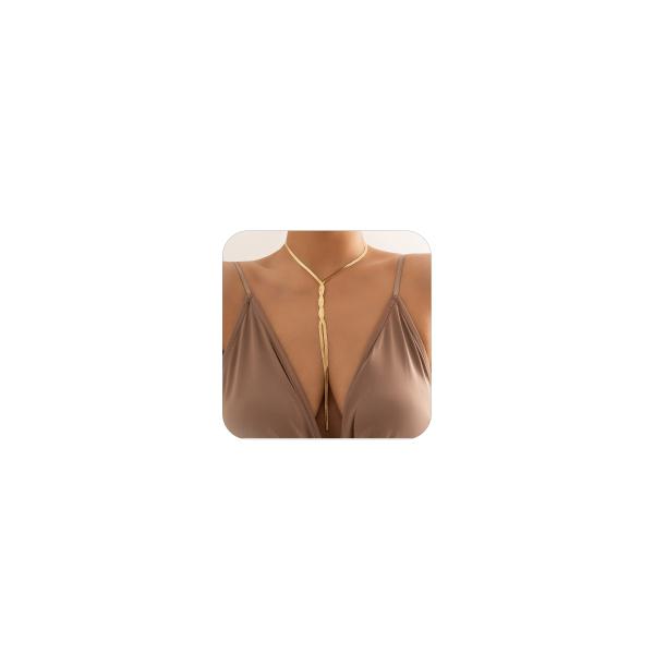 【並行輸入品】ロングラリアットネックレス レディース トレンディツイストスネークチェーンネックレス ...