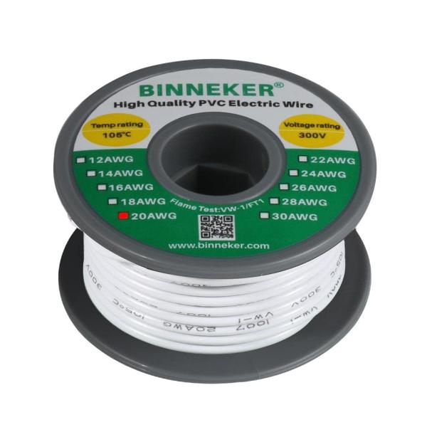 【並行輸入品】BINNEKER 20 Gauge PVC 1007 Electric Wire Wh...
