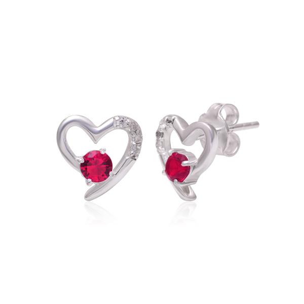【並行輸入品】Created Ruby Stud Earrings 925 Sterling Sil...
