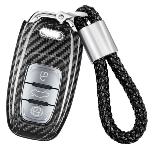 【並行輸入品】T カーボン アウディキーフォブカバー キーチェーンストラップ付き 本物のガラス繊維キ...