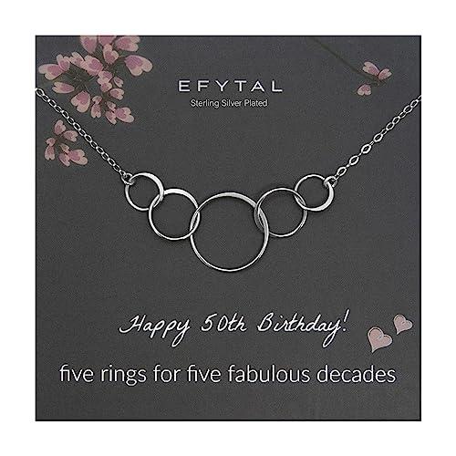 【並行輸入品】EFYTAL 50歳の女性へのクールなギフト スターリングシルバーまたはシルバーメッキ...