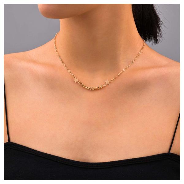 【並行輸入品】Allereyae ヴィンテージスターチョーカーネックレス 小さな星ネックレス ゴール...