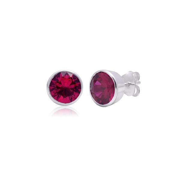 【並行輸入品】Created Ruby Stud Earrings 925 Sterling Sil...