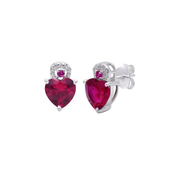 【並行輸入品】Created Ruby Stud Earrings 925 Sterling Sil...