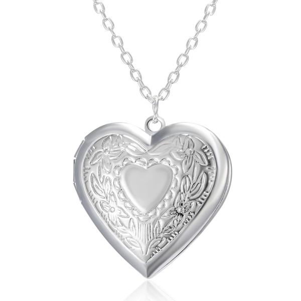【並行輸入品】ハートペンダントネックレス レディース スターリングシルバー ロケットネックレス お母...