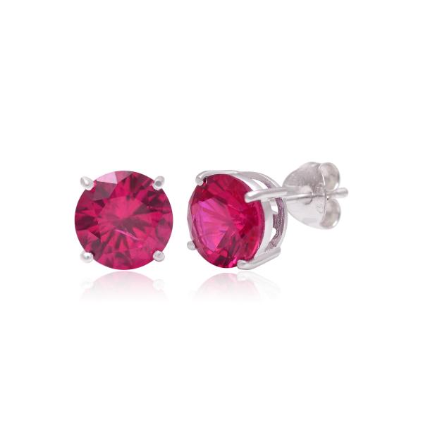 【並行輸入品】Created Ruby Stud Earrings 925 Sterling Sil...