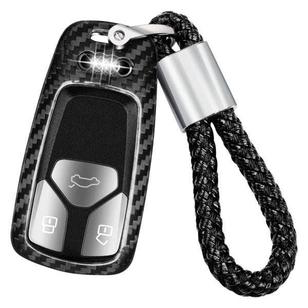 【並行輸入品】T carbon Audi Q5 キーフォブカバー キーチェーンストラップ付き 本物の...