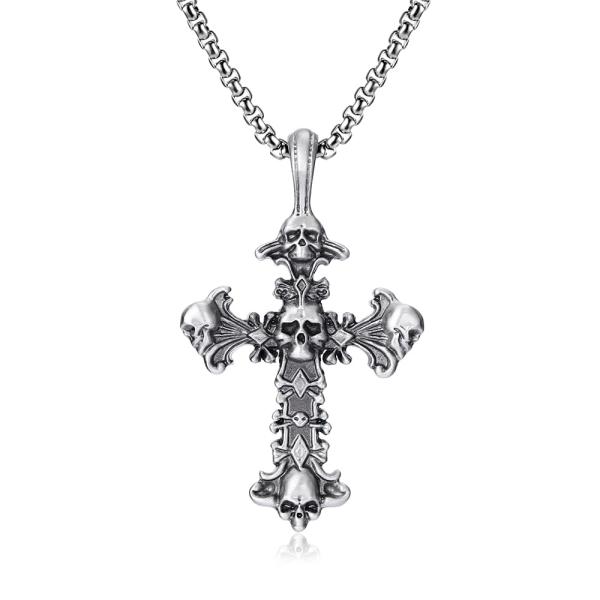 【並行輸入品】INJUNE メンズネックレスチェーン ヴィンテージクロスペンダント ロック メンズチ...