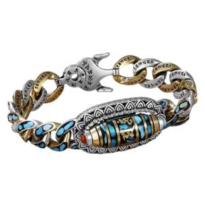 Six character Mantra Bead Bracelet,Chinese Tibetan Silver Six Ch 並行輸入品｜best-style