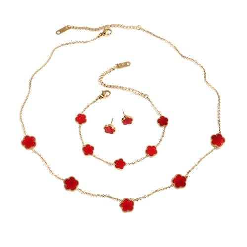 【並行輸入品】RAFYZY ラッキークローバー 18Kゴールドメッキ クローバーネックレス ブレスレ...