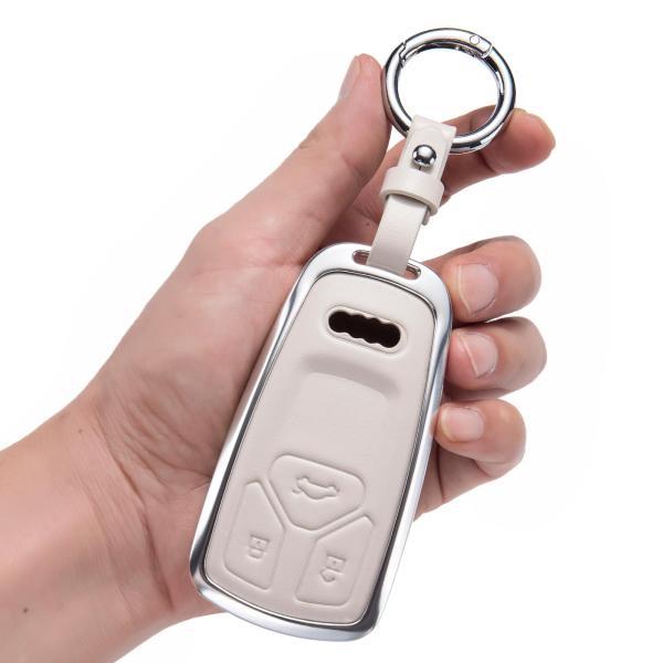 【並行輸入品】アウディキーフォブカバー アルミレザーキーケース Audi A4 Q7 Q5 TT A...