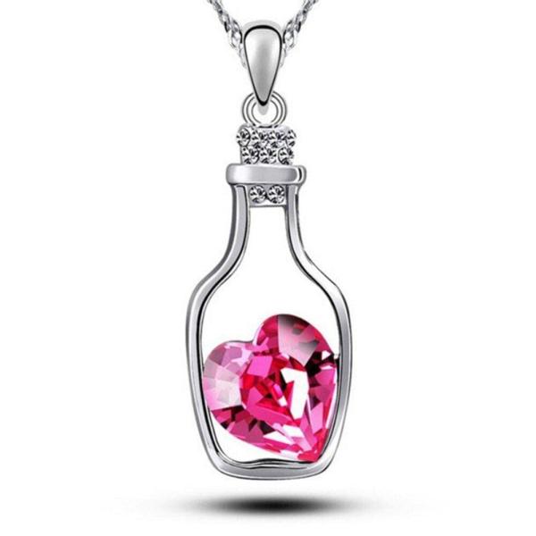 1 Pcs Wishing Bottle Necklace Diamond Heart Crysta...