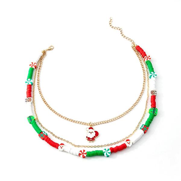 【並行輸入品】クリスマス 3層ドロップグレーズペンダントネックレス ボヘミアンビーズ パールチェーン...