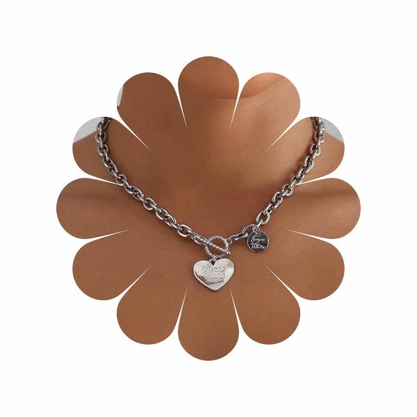 【並行輸入品】Sttiafay ヴィンテージハートトグルネックレス チョーカー シルバーハートペンダ...