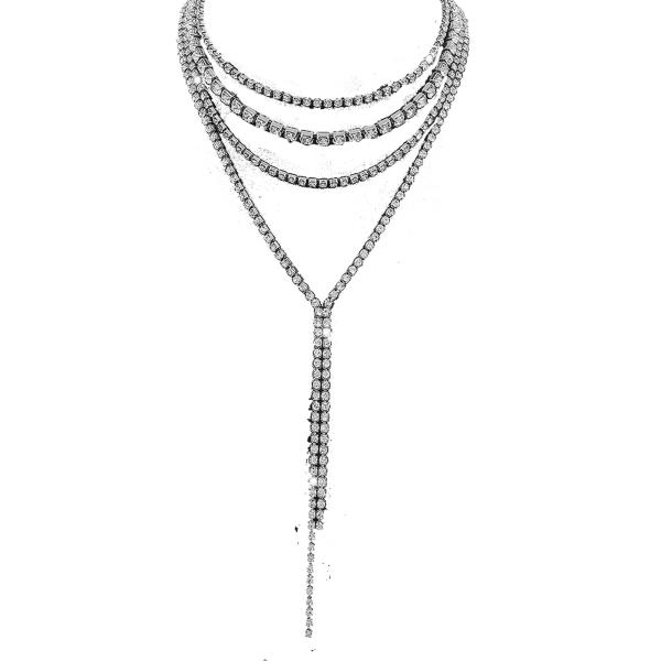 【並行輸入品】JAVARNV レイヤードラインストーンネックレス ロングラリアットネックレス レディ...