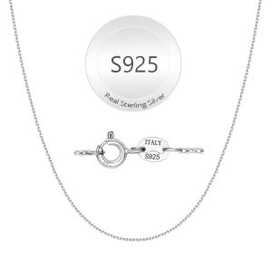 【並行輸入品】925スターリングシルバーチェーンネックレス 女性用 1.1mm ペンダントネックレス ジュエリーギフト ケーブルリンクチェーン
