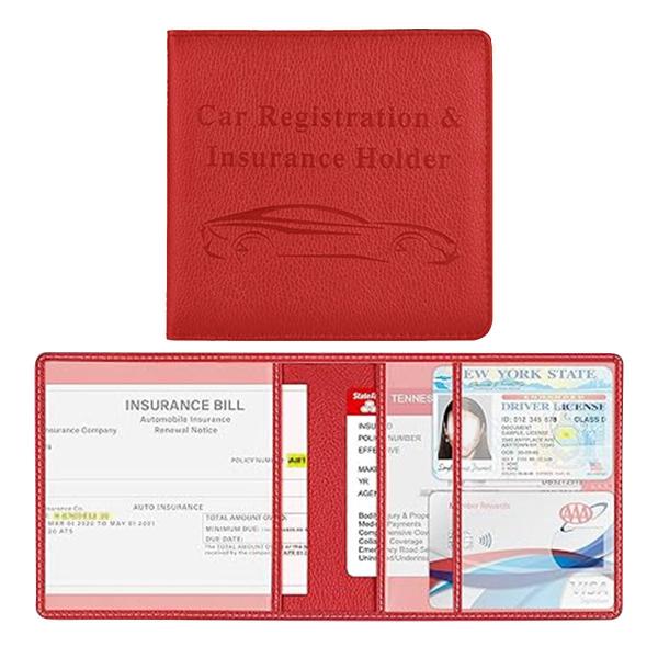 JOYCOURT 自動車保険および登録カードホルダー PUレザーカーボックスオーガナイザー 運転免許...
