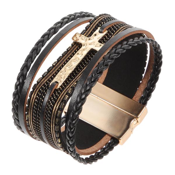 【並行輸入品】PACKOVE Cross Bracelet Men's Bracelets Leat...