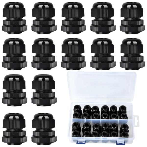 25 Pcs 1/2&quot; NPT Nylon Cable Gland, Waterproof IP68...