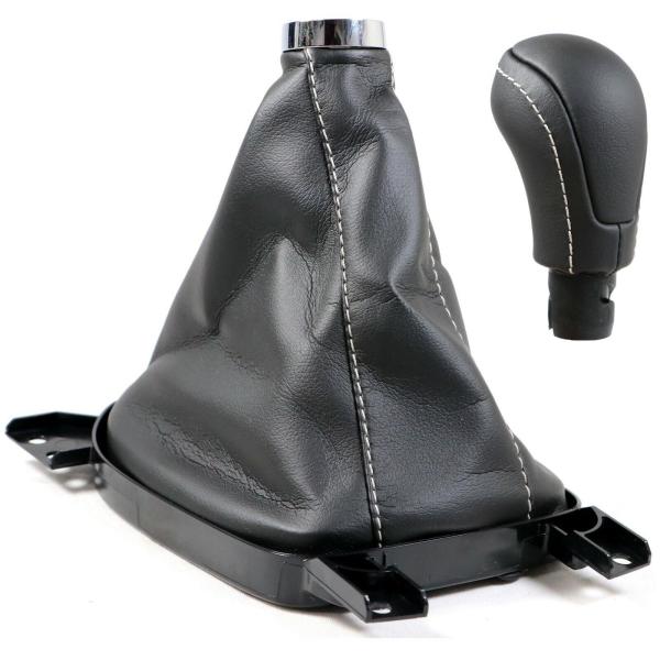 Pidanida Leather Manual Shift Boot &amp; Knob Silver S...