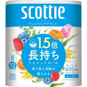 日本製紙クレシア スコッティ フラワーパックコンパクト 1.5倍巻き 8ロール シングル｜best-tecc