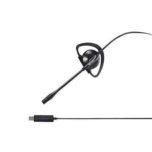 ヘッドセット バッファロー BSHSEUM110BK 片耳イヤフック式モノラルヘッドセット USB接...