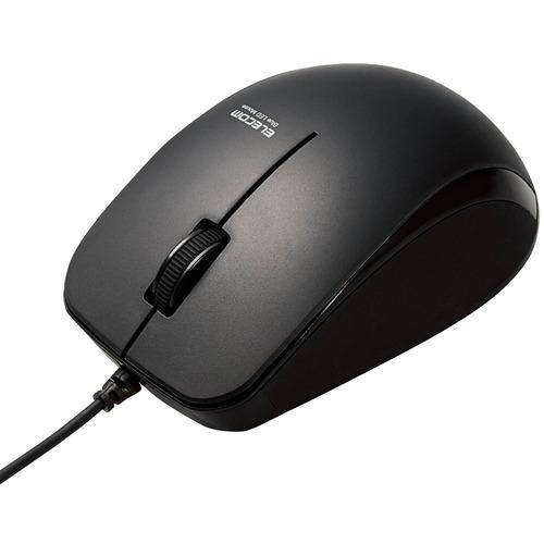 エレコム M-BL27UBSKBK BlueLEDマウス 有線 3ボタン サイドラバー 静音 抗菌 ...