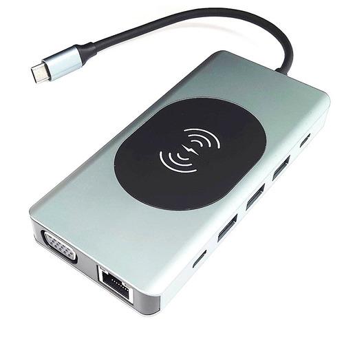 RM RM-2204 13in1ドッキングステーション ワイヤレス充電器 USB PD対応 グレー