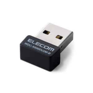 エレコム WDC-X600DU2M-B WiFi 子機 無線LANアダプター 600Mbps USB 2.0 Wi-Fi6 超小型 Windows 11/10対応 ビームフォーミング WPA3 ブラック