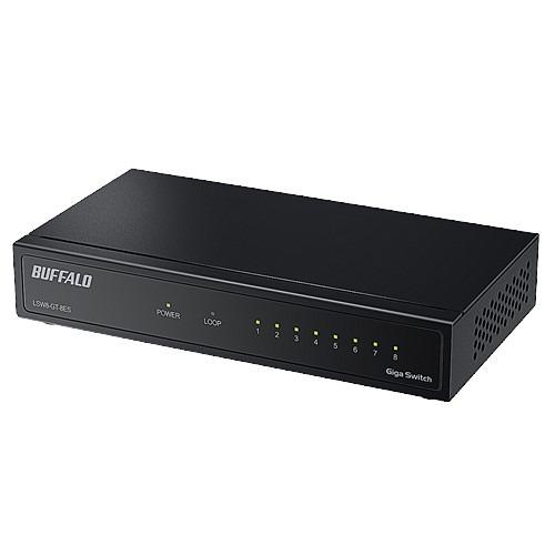 BUFFALO LSW8GT8ESBK Giga対応 スイッチングハブ 金属筐体 8ポート ファンレ...