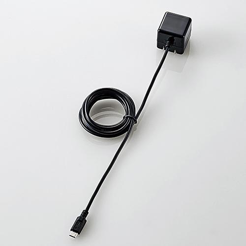 エレコム MPA-ACMAC155BK ケーブル一体型スマホ用AC充電器(高寿命・1A) ブラック ...