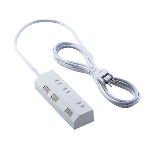 エレコム T-IS01M-2330WH 3個口電源タップ マグネット付 雷ガード 個別スイッチ コー...