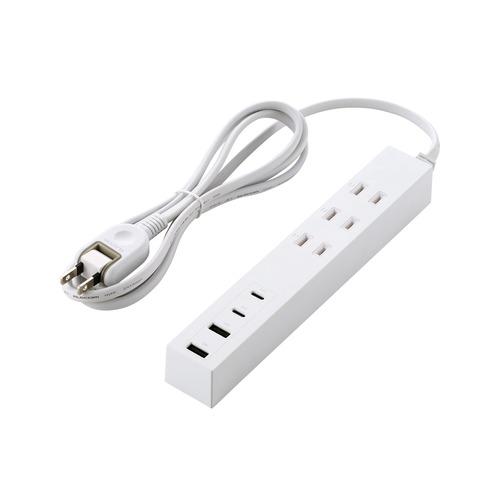 エレコム T-U08-3A2C215WH 延長コード 電源タップ USB タップ 1.5m コンセン...