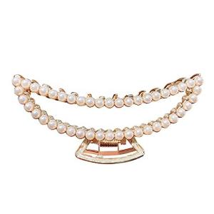 Memei 1メタルラインストーンイミテーションパールヘアクラスプ ヴィンテージ人工パールヘアクランプ ラー