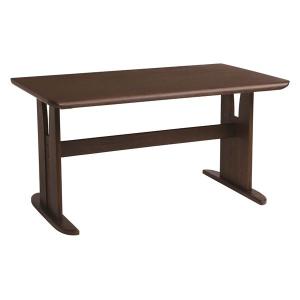 2本脚テーブル/ダイニングテーブル 〔長方形 幅135cm ダークブラウン〕 木製 ブラッシング加工 〔リビング 在宅ワーク〕 送料無料｜best-value