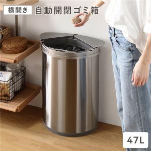 ゴミ箱 ダストボックス 約幅42cm 47L 大容量 横開き ステンレス 自動開閉 センサー付 省エネ コードレス 単一電池2本 待機状態4年 完成品 ごみ箱 ペールボッ...｜best-value