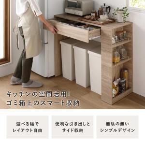 ゴミ箱上 収納カウンター 幅98.5cm 引き...の詳細画像2