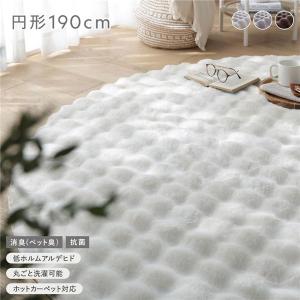 ふわもこ ラグ 円形 約190cm 洗える 抗菌 消臭 ペット臭 滑り止め加工 ホットカーペット 床暖房可 ラグマット フロアマット 絨毯 hoho-roko ホホロコ 送料無料