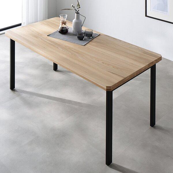 ダイニングテーブル 組立品 幅150cm ナチュラル ブラック脚 ベーシック脚 天然木 スチール お...