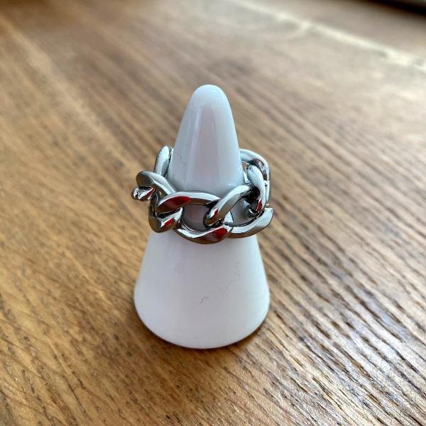 男女兼用 極太 太め 9.5mm幅 ステンレス製チェーンリング/指輪 ステンレスチェーンリング 喜平