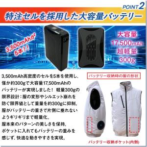 空調作業服 半袖 21V 空調ウェア 晴空 調...の詳細画像2