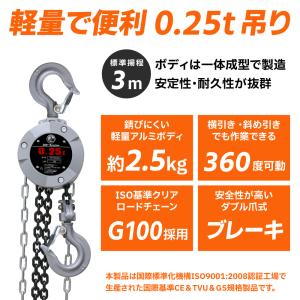 チェーンブロック 250kg 360度回転 チ...の詳細画像1