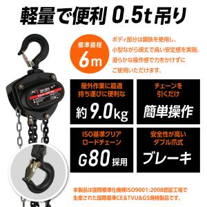 手動式チェーンブロック 0.5t 6m 吊り上...の詳細画像1