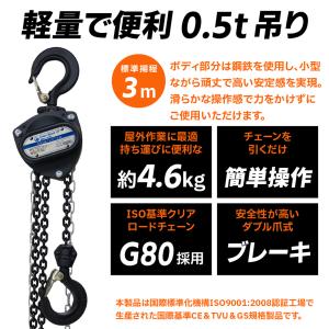 チェーンブロック 手動式 0.5t 500kg...の詳細画像1