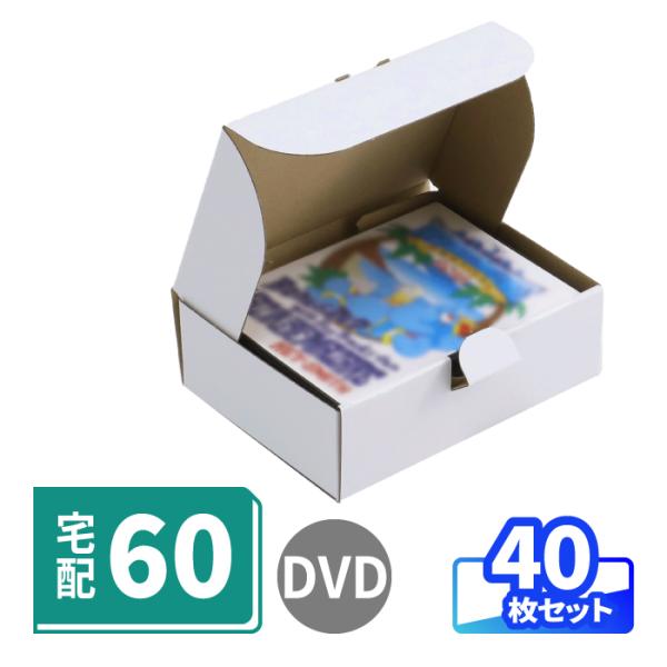 ダンボール 段ボール箱 白 宅配 50 サイズ DVD 組立式 40枚 (0090)