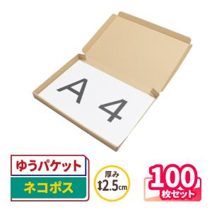 ネコポス ダンボール 段ボール箱 2.5センチ A4 定形外 発送  100枚 ｜297×215×22mm（0272）｜bestcarton-shop