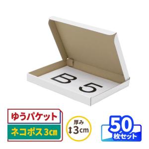 ネコポス ダンボール 段ボール箱 3センチ B5 発送  50枚 白 ｜267×192×26mm（0675）｜bestcarton-shop