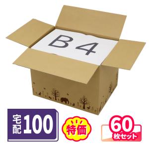 ダンボール 段ボール箱 100サイズ B4 60枚 広告入 デザイン ｜377×267×284mm（2086）｜bestcarton-shop