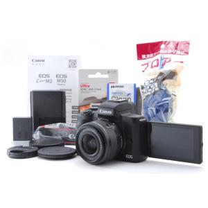 【美品】Canon キヤノン EOS Kiss M2 レンズキット ブラックカラー SD(32GB)カード、おまけ付 1ヶ月保証｜bestchoices