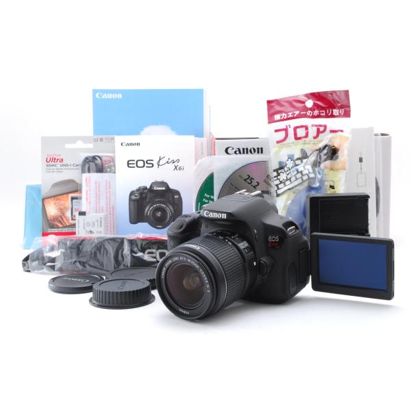 【美品】Canon キヤノン Eos Kiss X6i レンズキット SD(32GB)カード、おまけ...